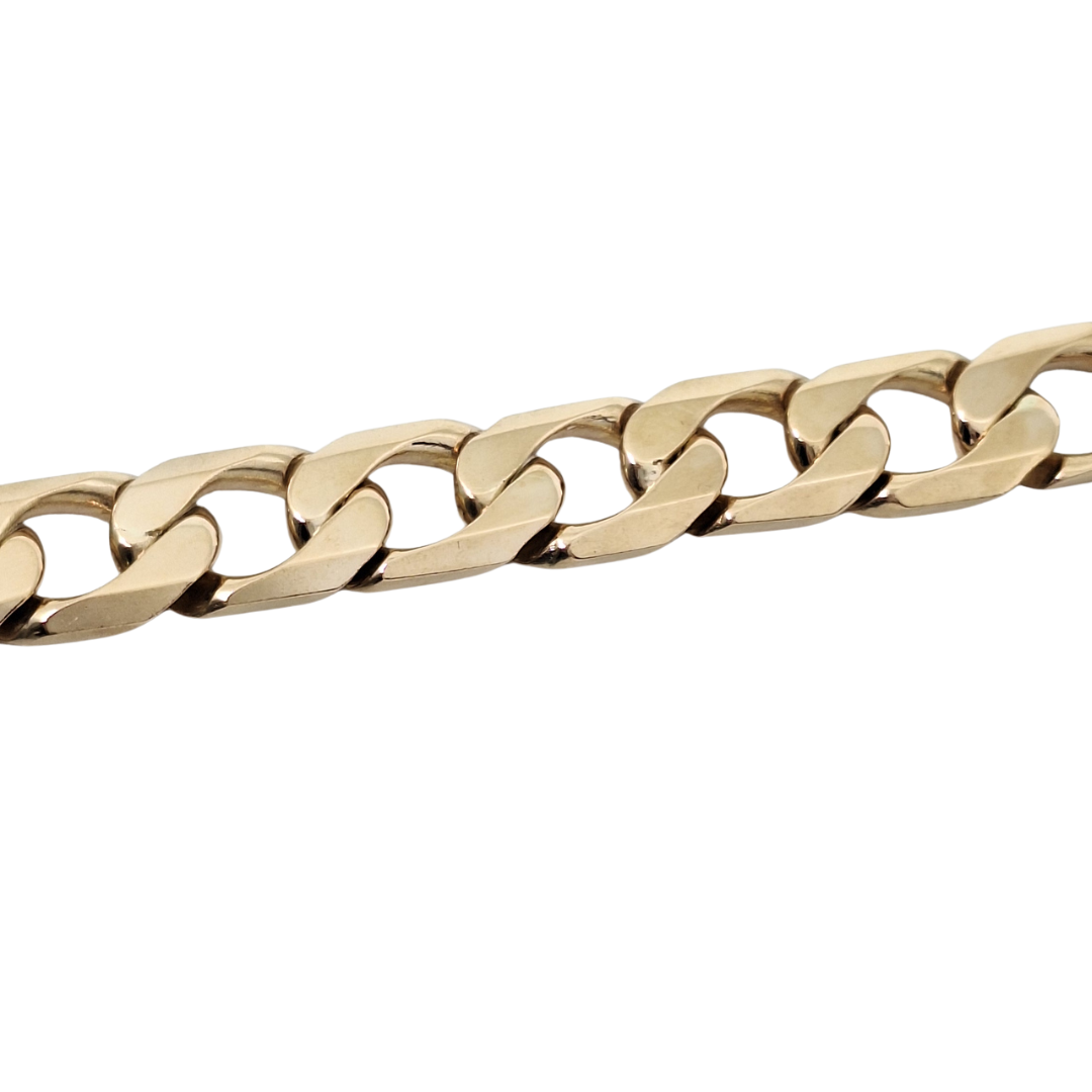 9ct Yellow Gold Solid Curb Bracelet 9"