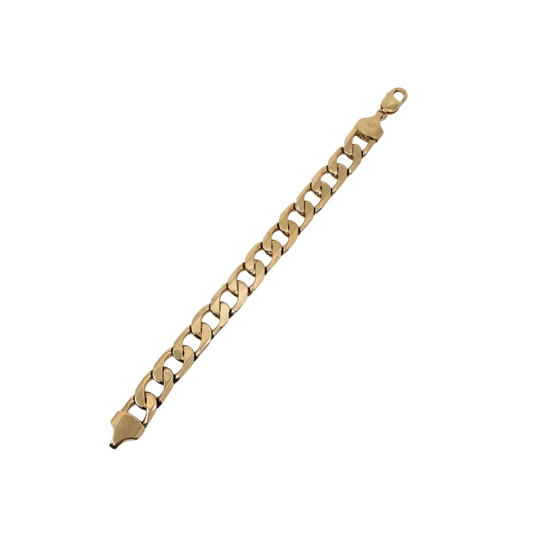 9ct Yellow Gold Solid Curb Bracelet 9"