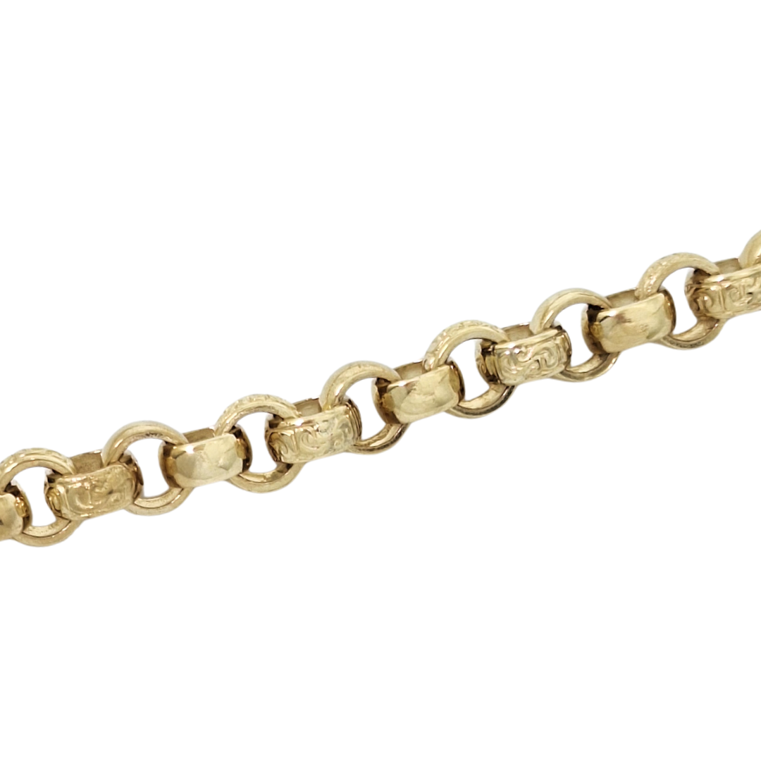 9ct Yellow Gold Solid Patterned Belcher Chain 24"