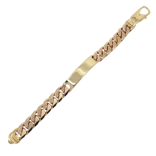 9ct Yellow Gold Solid ID Bracelet 8.75"