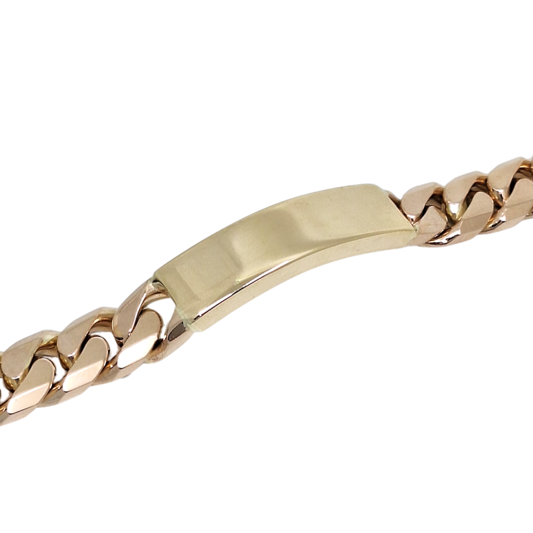 9ct Yellow Gold Solid ID Bracelet 8.75"