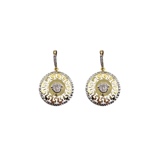 14ct Yellow Gold Cubic Zirconia Versace Style Earrings