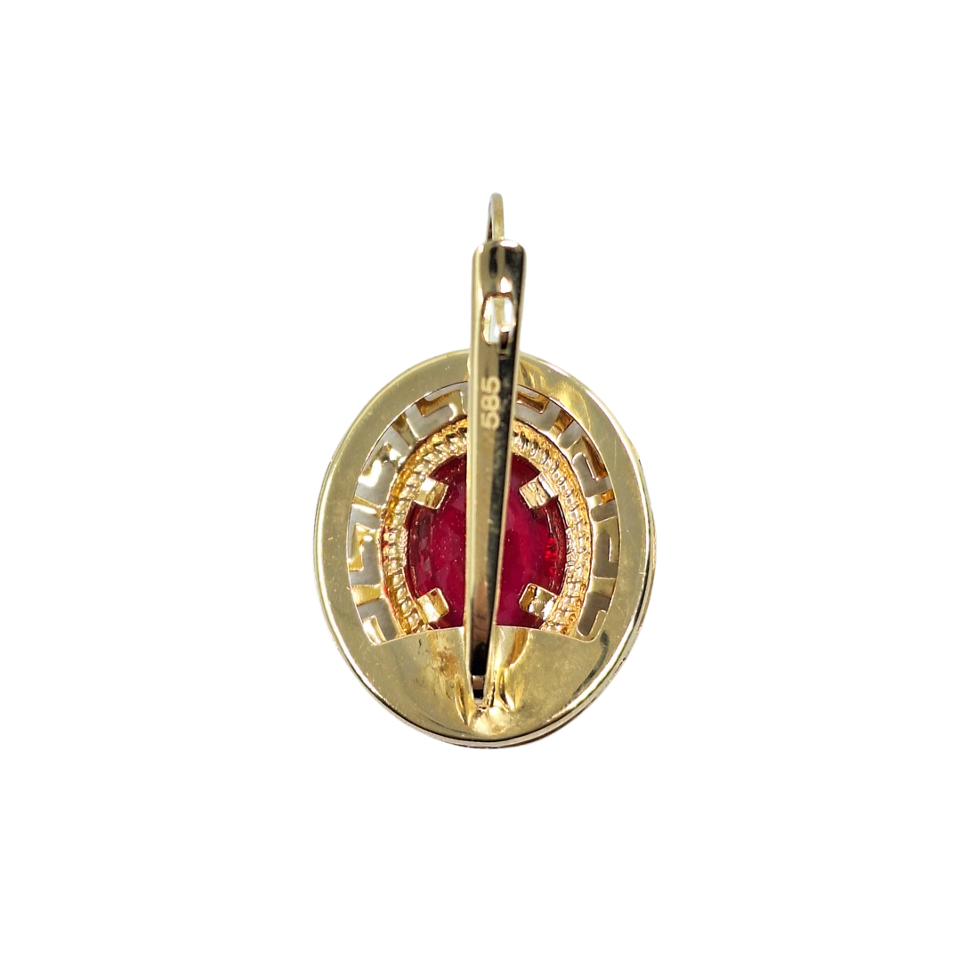 14ct Yellow Gold Red Cubic Zirconia Drop Earrings