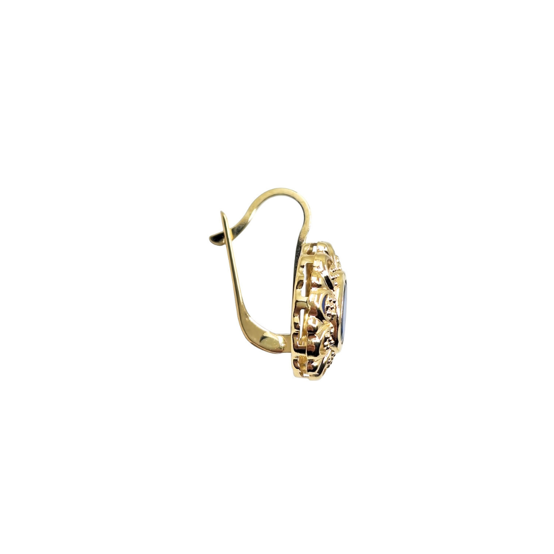 14ct Yellow Gold Blue Cubic Zirconia Drop Earrings