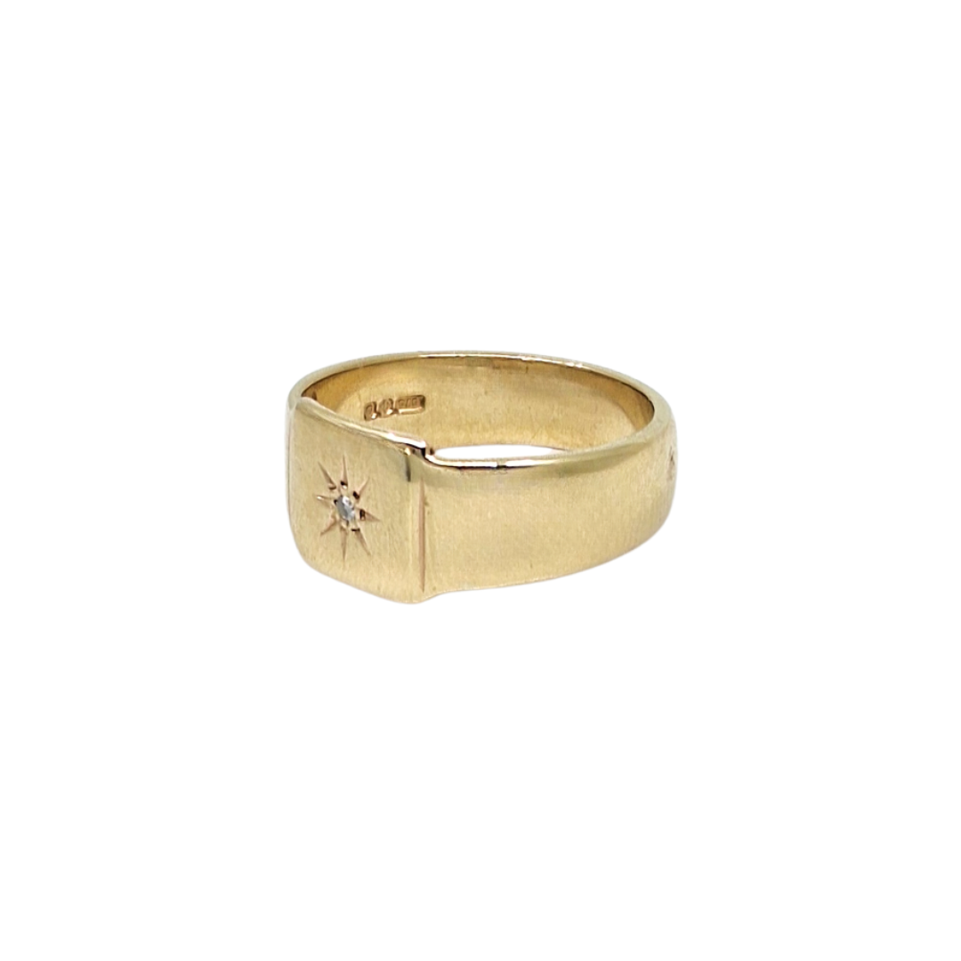 9ct Yellow Gold Diamond Set Signet Ring