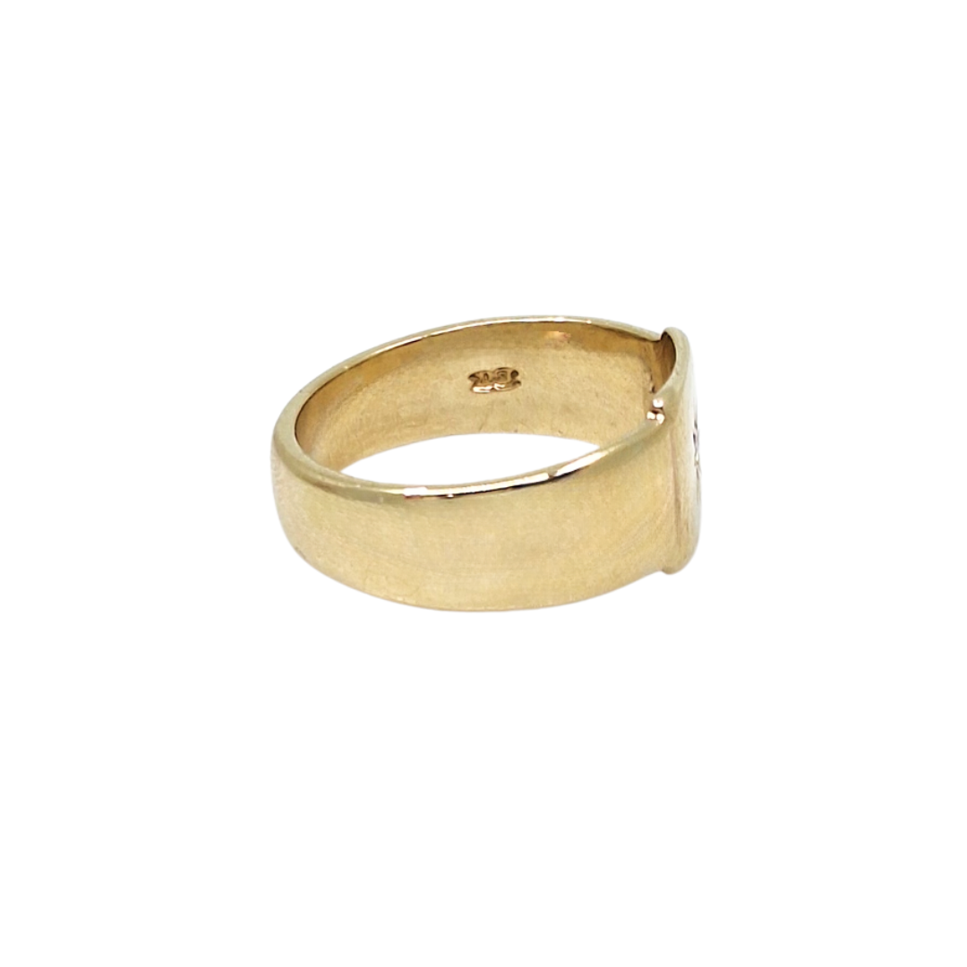 9ct Yellow Gold Diamond Set Signet Ring