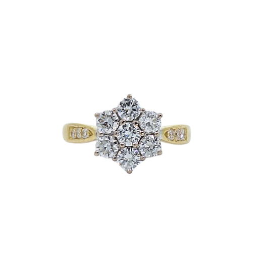 18ct Yellow Gold Diamond Cluster Ring 1.20ct