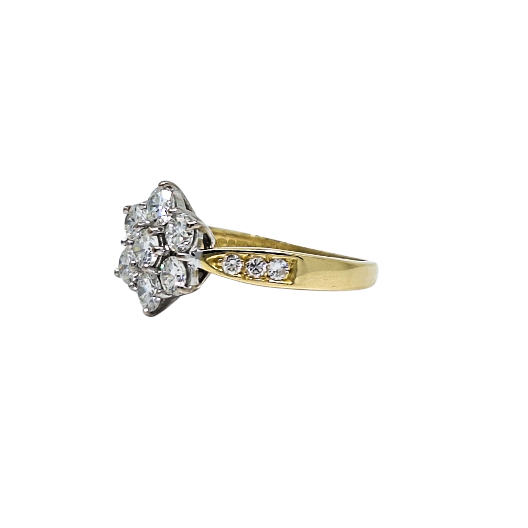 18ct Yellow Gold Diamond Cluster Ring 1.20ct