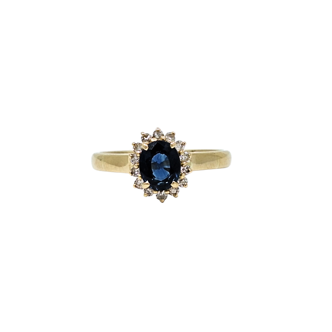 18ct Yellow Gold Sapphire & Diamond Cluster Ring