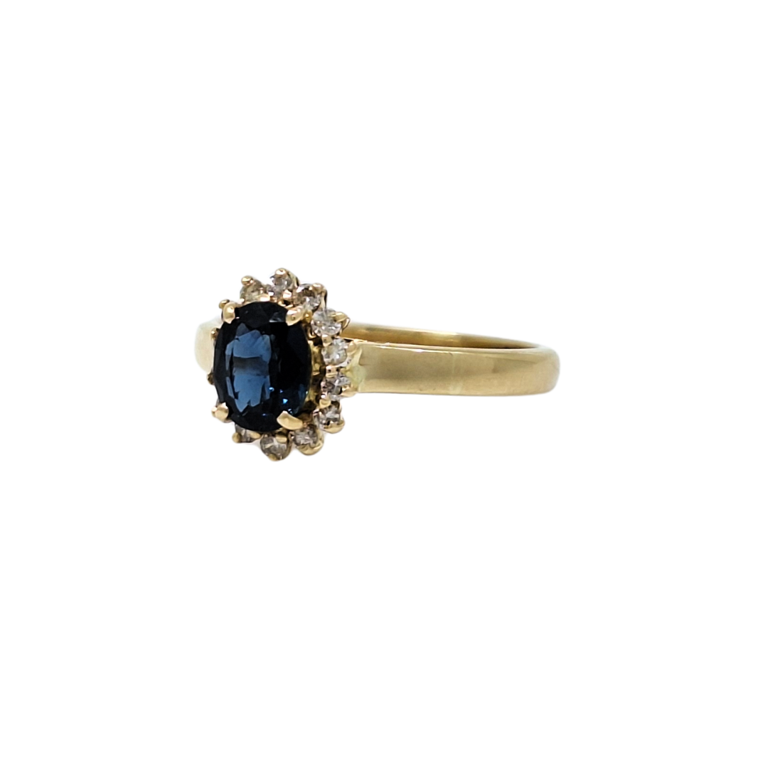 18ct Yellow Gold Sapphire & Diamond Cluster Ring