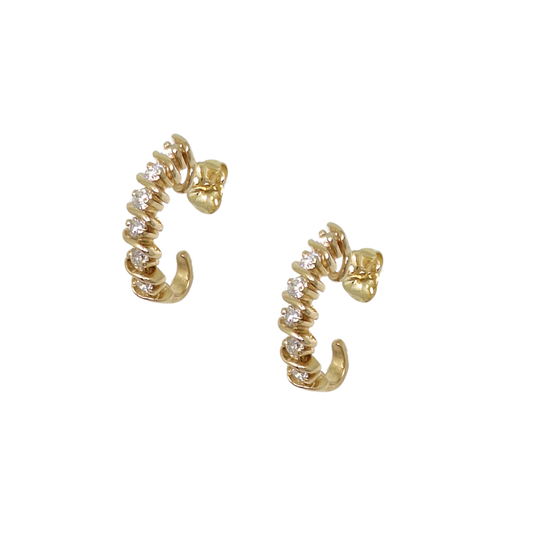 14ct Yellow Gold Diamond Drop Earrings