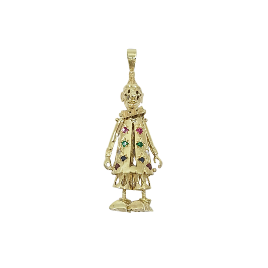 9ct Yellow Gold Large CZ Clown Pendant