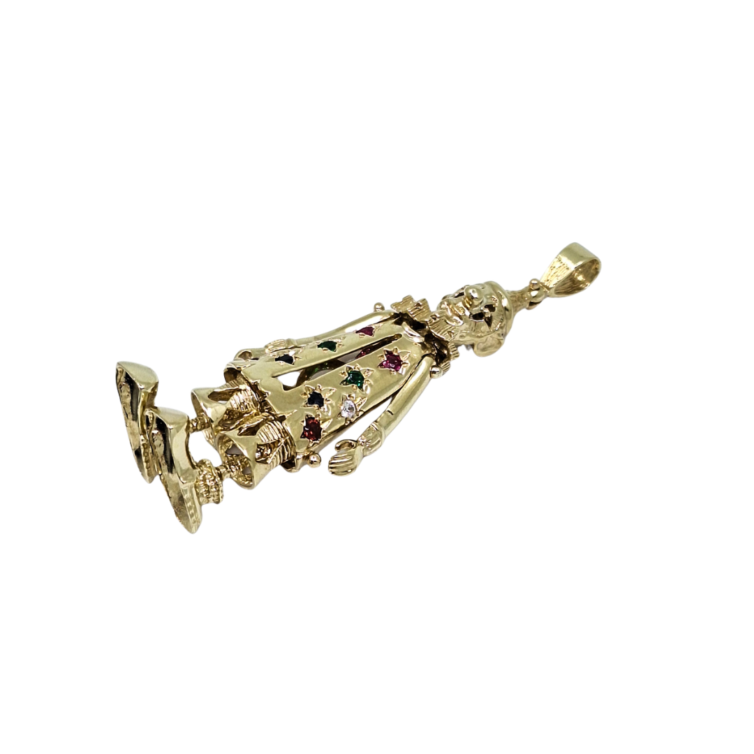 9ct Yellow Gold Large CZ Clown Pendant