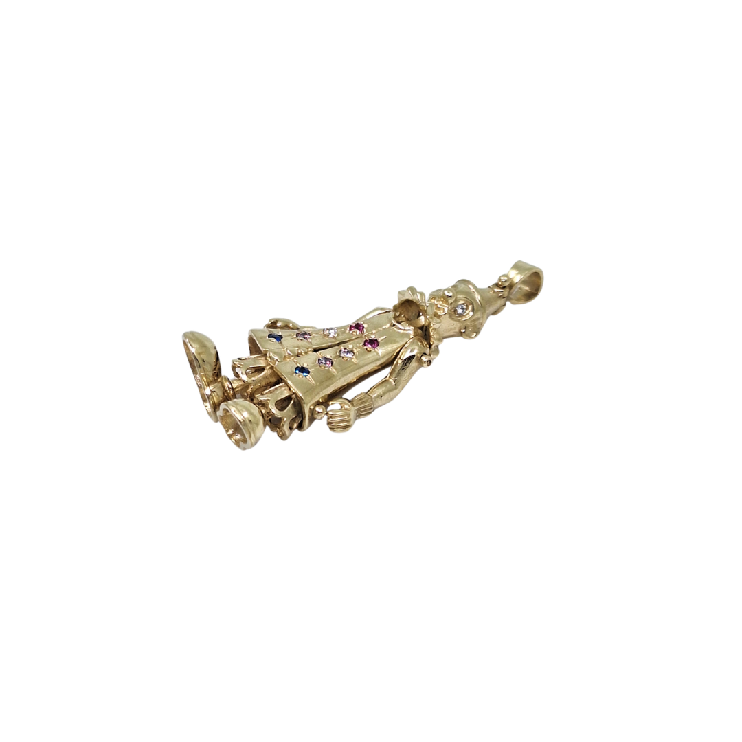9ct Yellow Gold CZ Clown Pendant