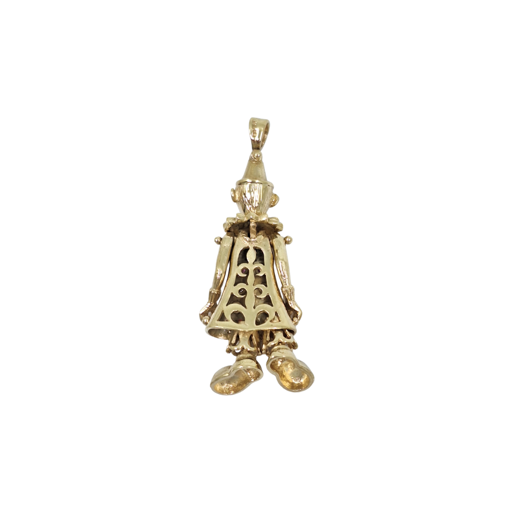 9ct Yellow Gold CZ Clown Pendant