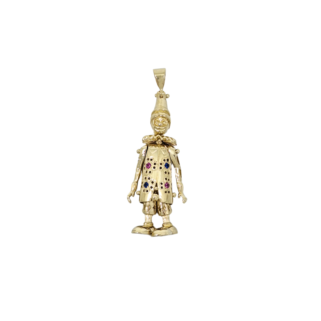 9ct Yellow Gold CZ Clown Pendant