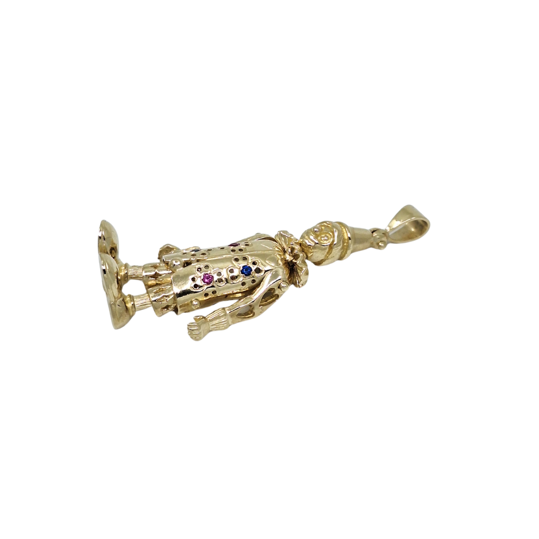 9ct Yellow Gold CZ Clown Pendant