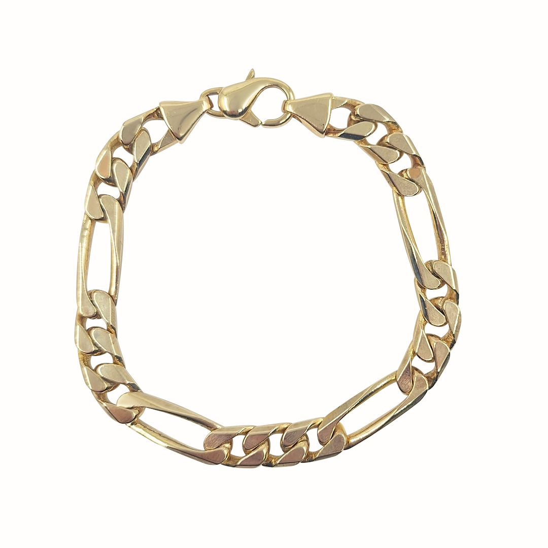 9ct Yellow Gold Figaro Bracelet 9"