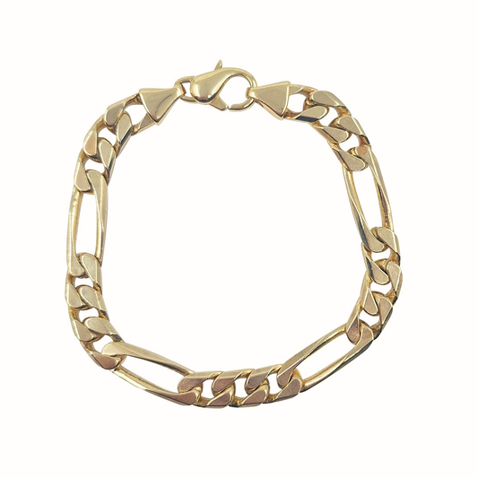 9ct Yellow Gold Figaro Bracelet 9"