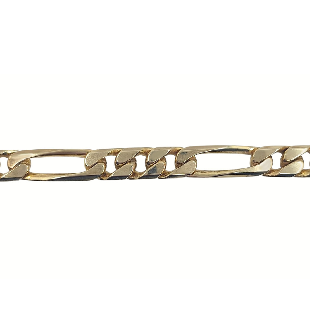 9ct Yellow Gold Figaro Bracelet 9"