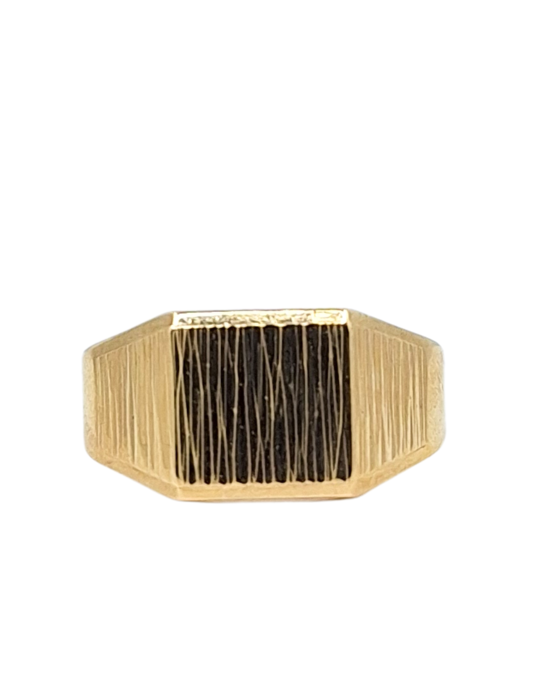 9ct Yellow Gold Bark Effect Signet Ring