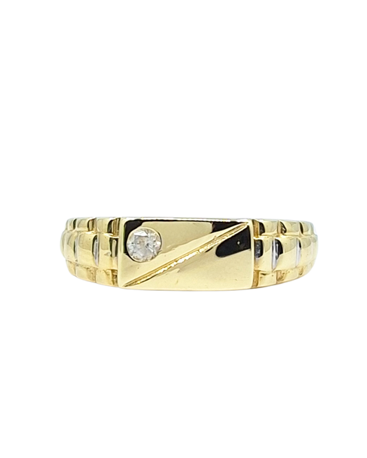 9ct Yellow Gold Rolex Style Cz Signet Ring