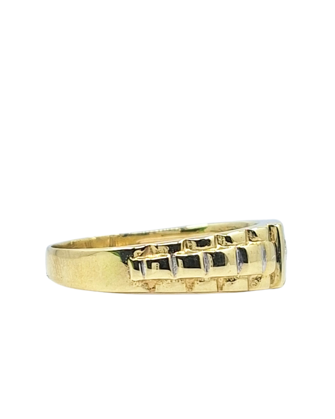 9ct Yellow Gold Rolex Style Cz Signet Ring