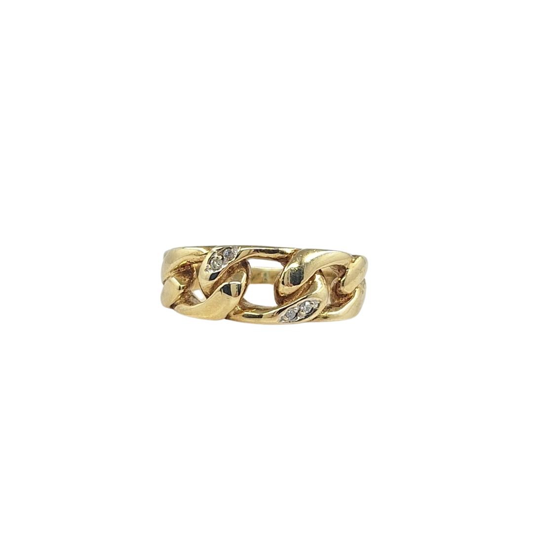 9ct Yellow Gold Diamond Curb Ring