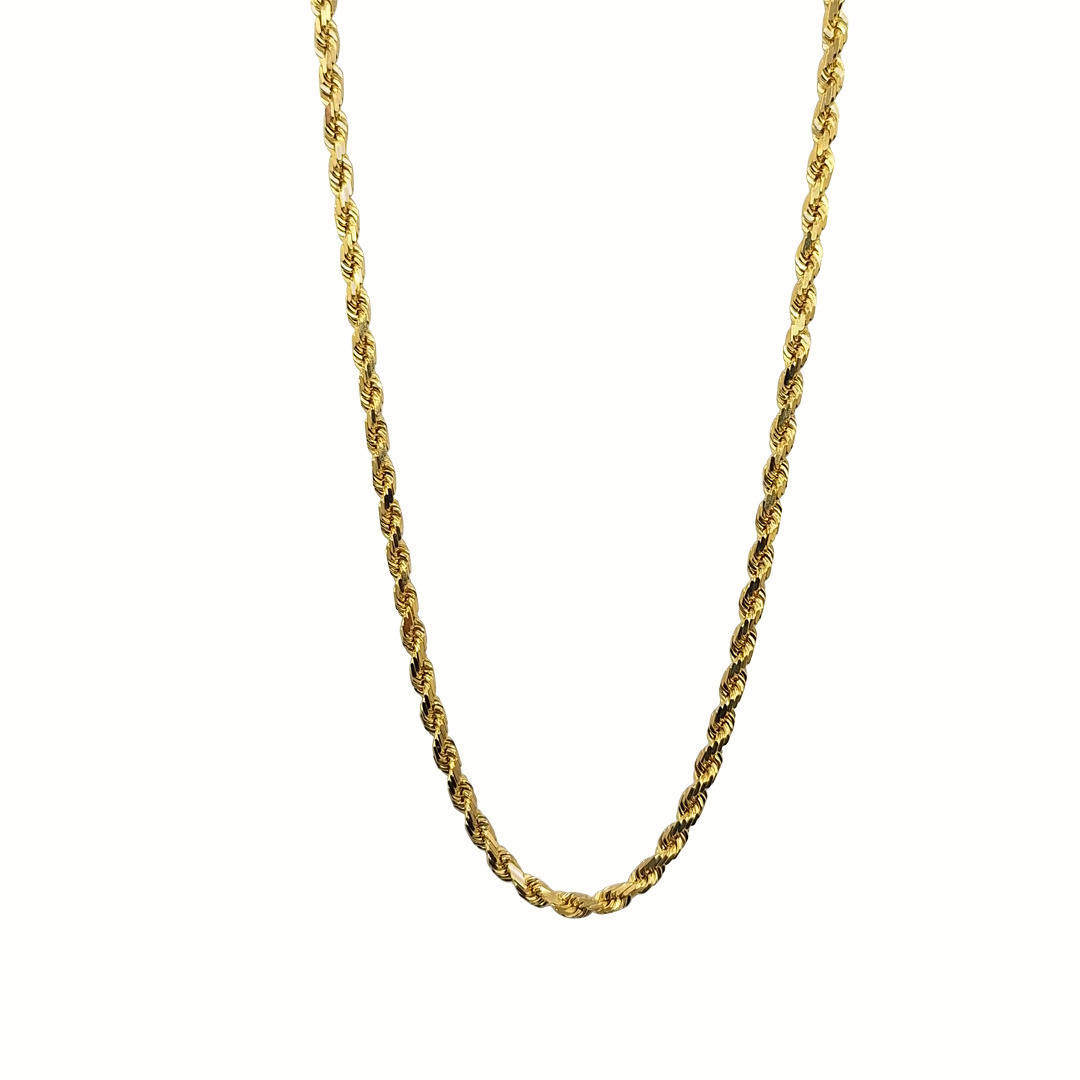 9ct Yellow Gold Solid Rope Chain 22"