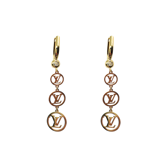 14ct Yellow Gold Louis Vuitton Style Drop Earrings