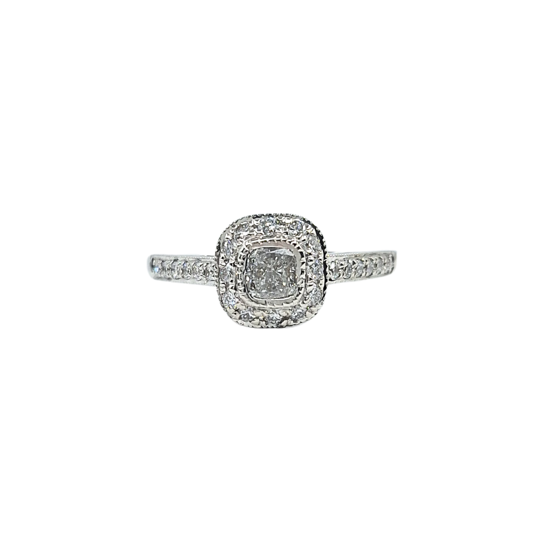 18ct White Gold Diamond Halo Ring
