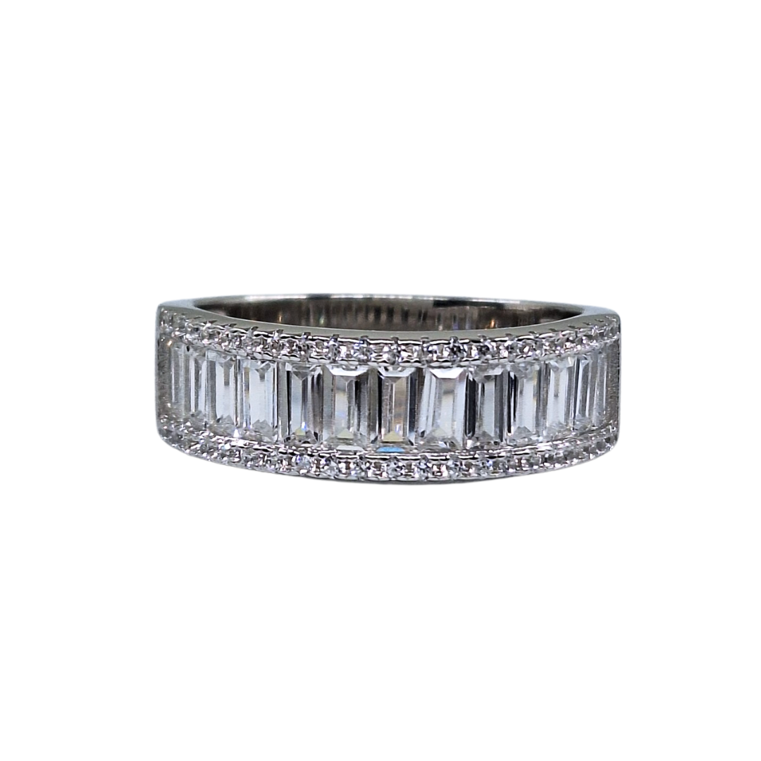 Silver CZ Half Eternity Ring
