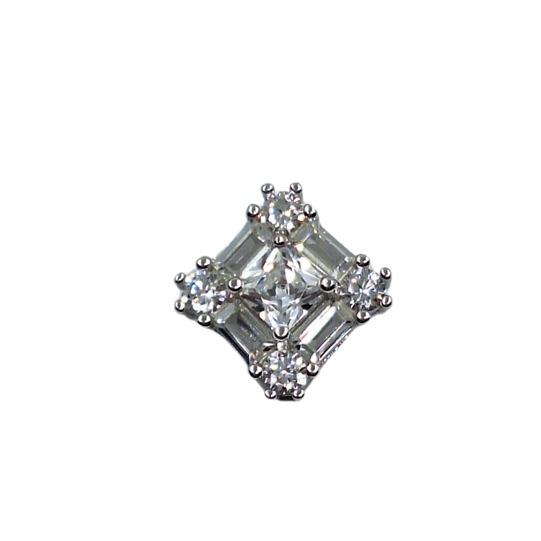 Silver Cubic Zirconia Baguette Cluster Studs
