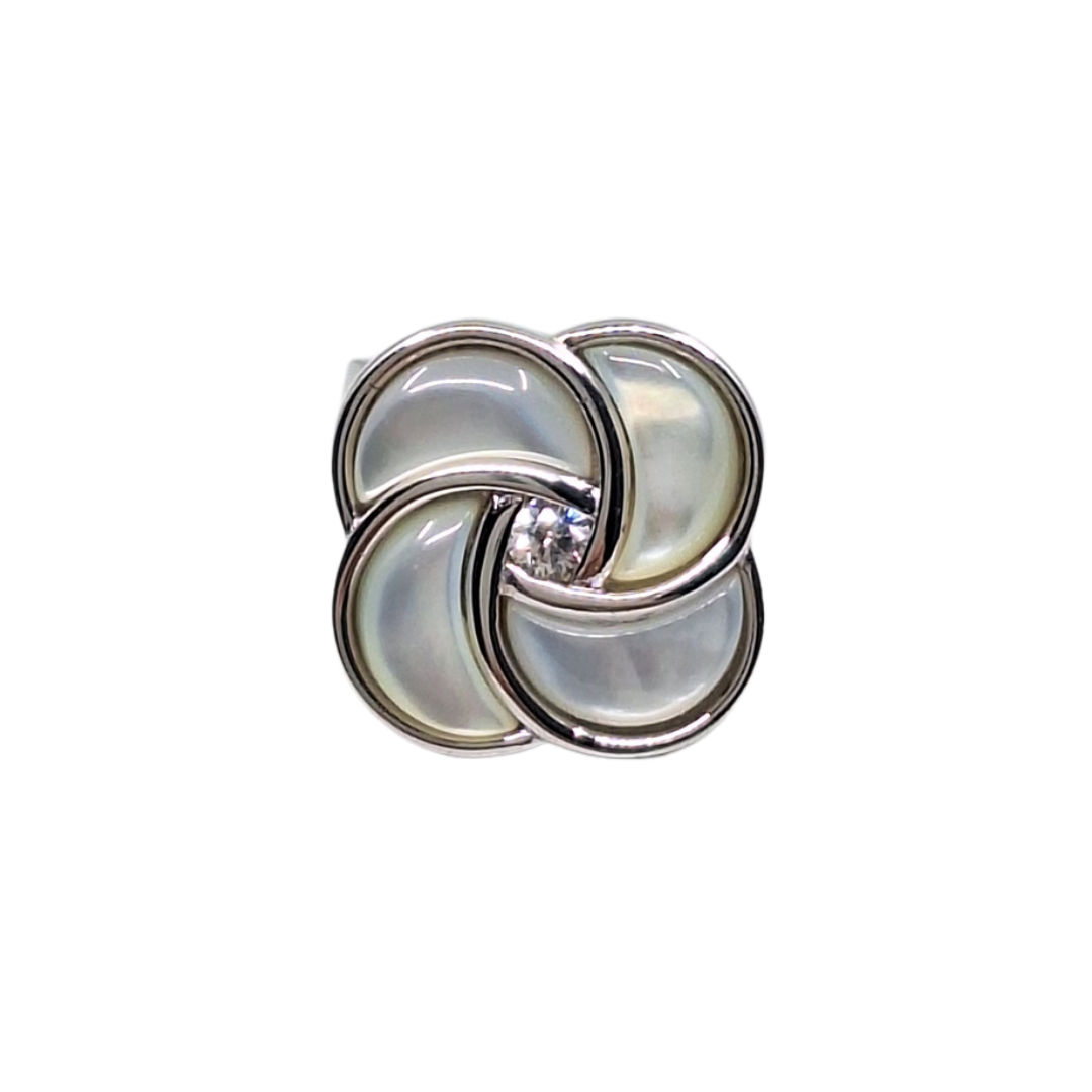 Silver White Shell Swirl Stud Earrings