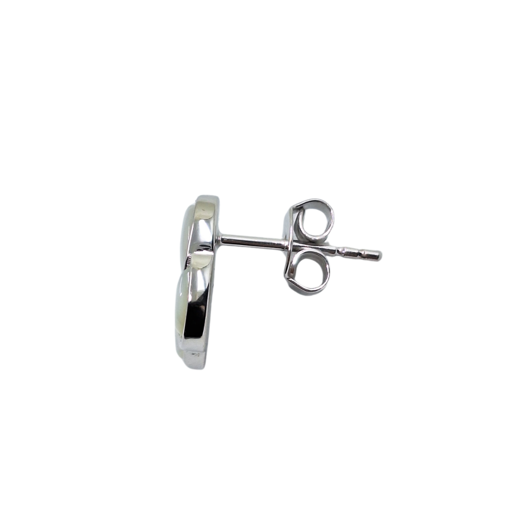 Silver White Shell Swirl Stud Earrings
