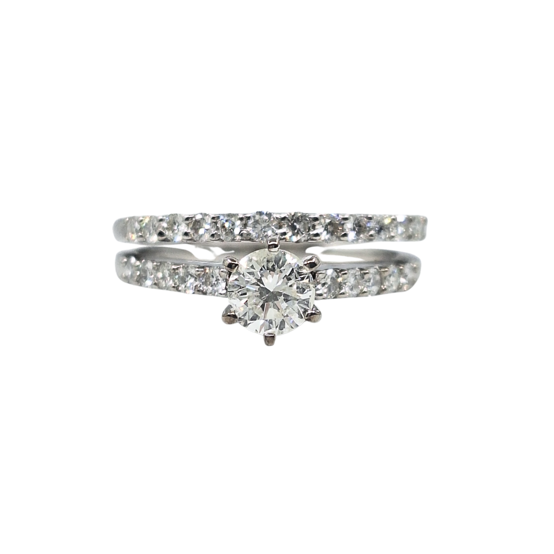 18ct White Gold Diamond Solitaire & Eternity Ring