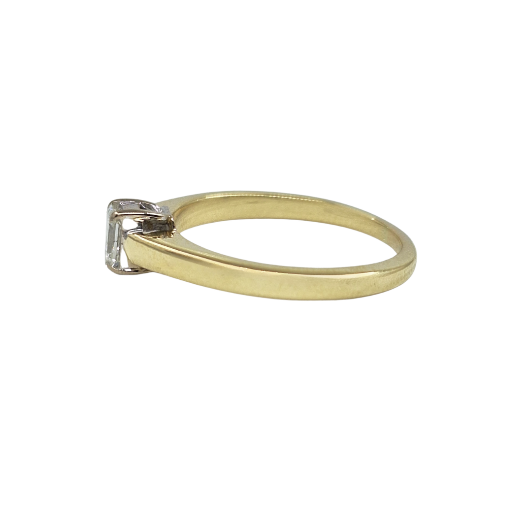 18ct Yellow Gold Emerald Cut Diamond Solitaire Ring