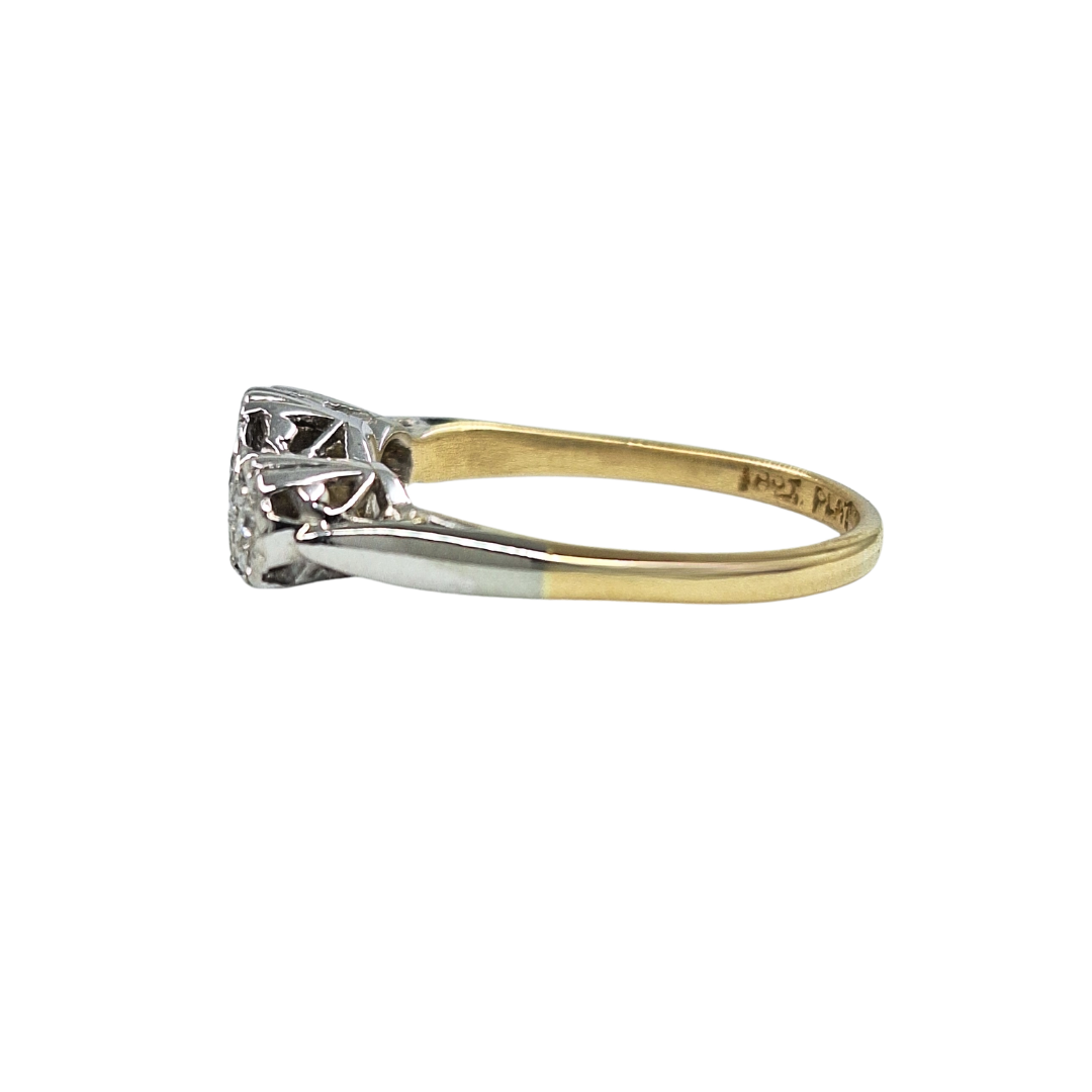 18ct Yellow Gold Diamond Three Stone Illusion Set Ring