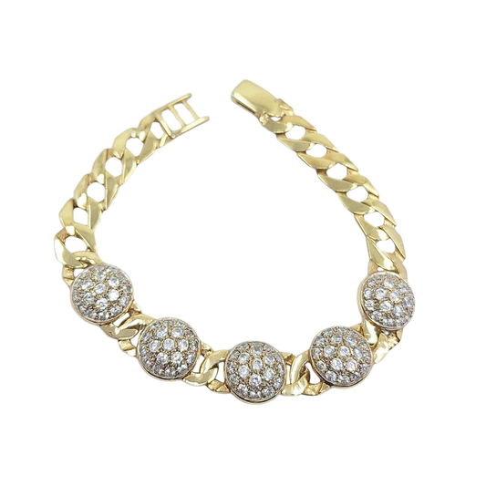 9ct Yellow Gold Cubic Zirconia Dome Bracelet 7.5"