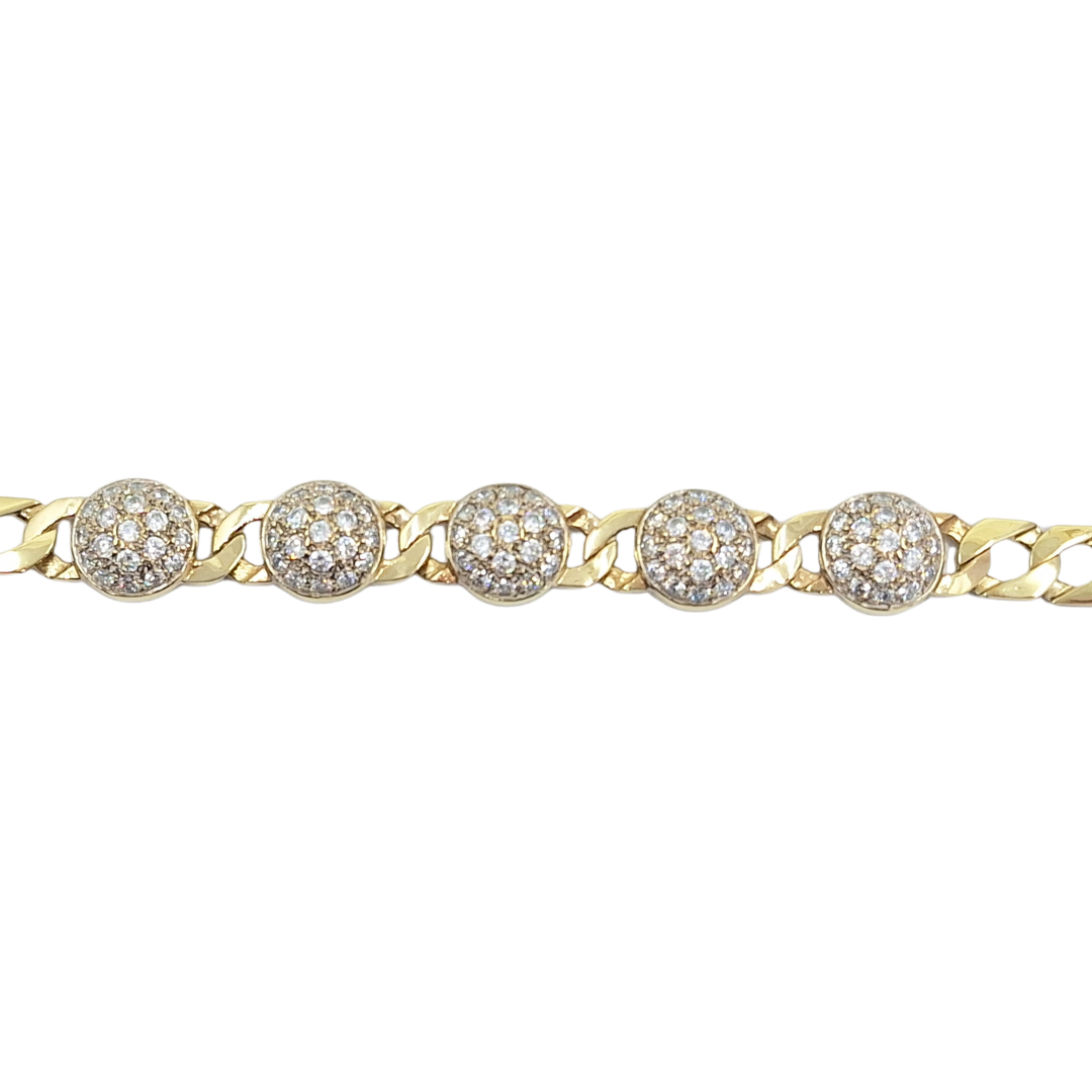 9ct Yellow Gold Cubic Zirconia Dome Bracelet 7.5"