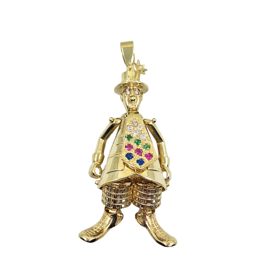 9ct Yellow Gold Large Clown With Tie Pendant