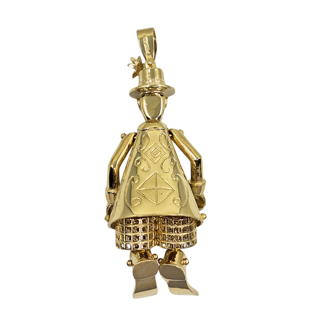9ct Yellow Gold Large Clown With Tie Pendant
