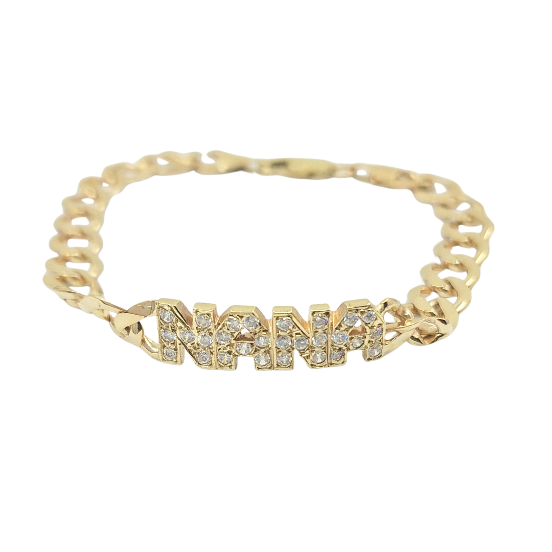 9ct Yellow Gold Cubic Zirconia Nana Bracelet 8"
