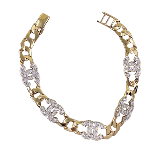 9ct Yellow Gold Cubic Zirconia CC Bracelet 7.75"