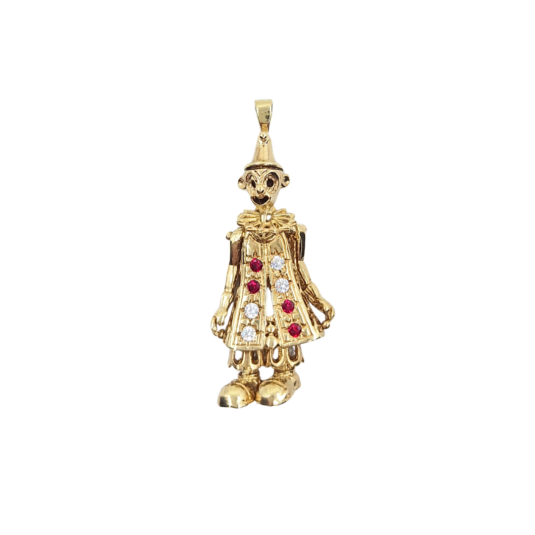 9ct Yellow Gold Cubic Zirconia Clown Pendant
