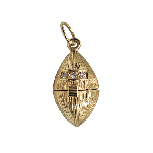 9ct Yellow Gold Cubic Zirconia Opening Rugby Ball Pendant