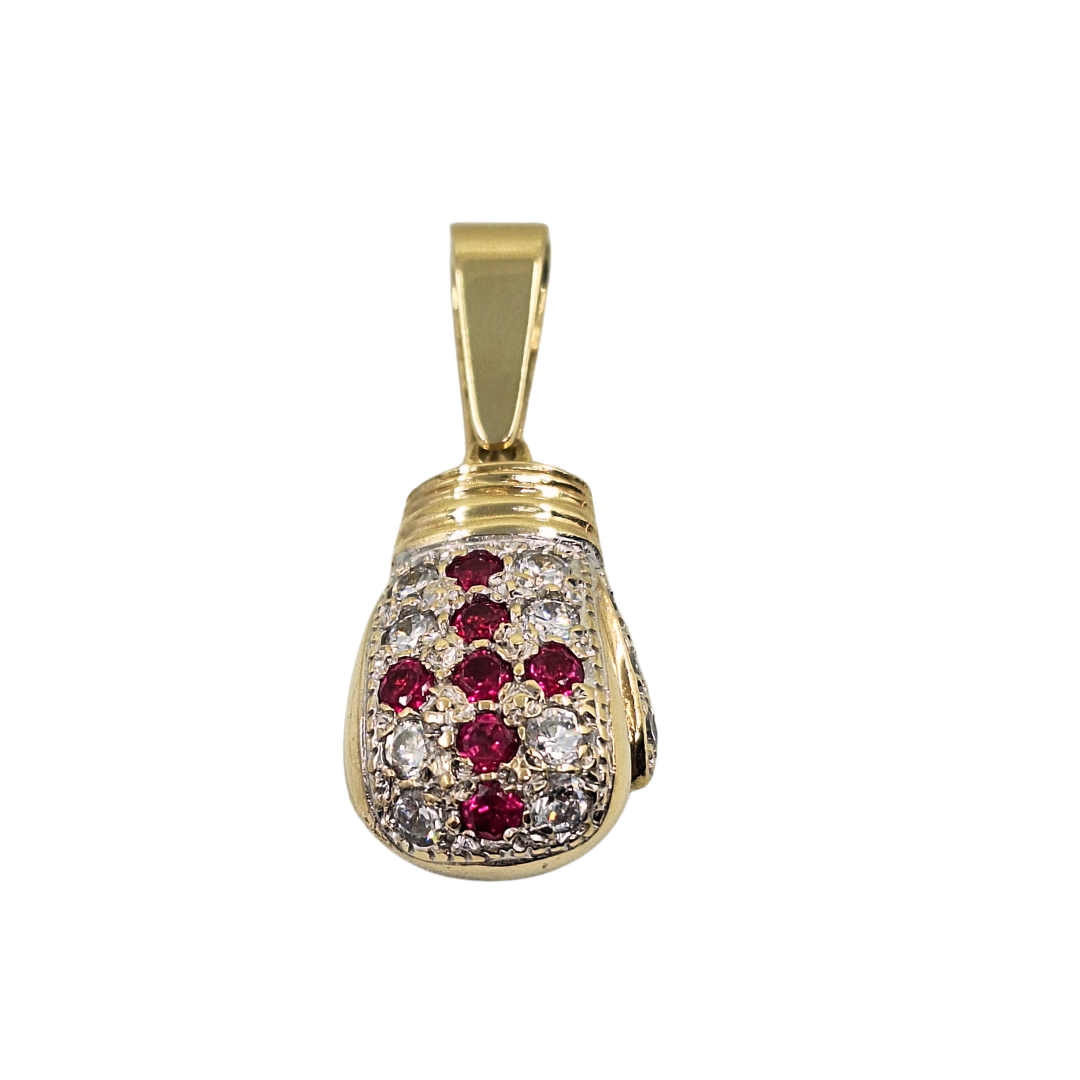 9ct Yellow Gold St Georges Cubic Zirconia Boxing Glove Pendant
