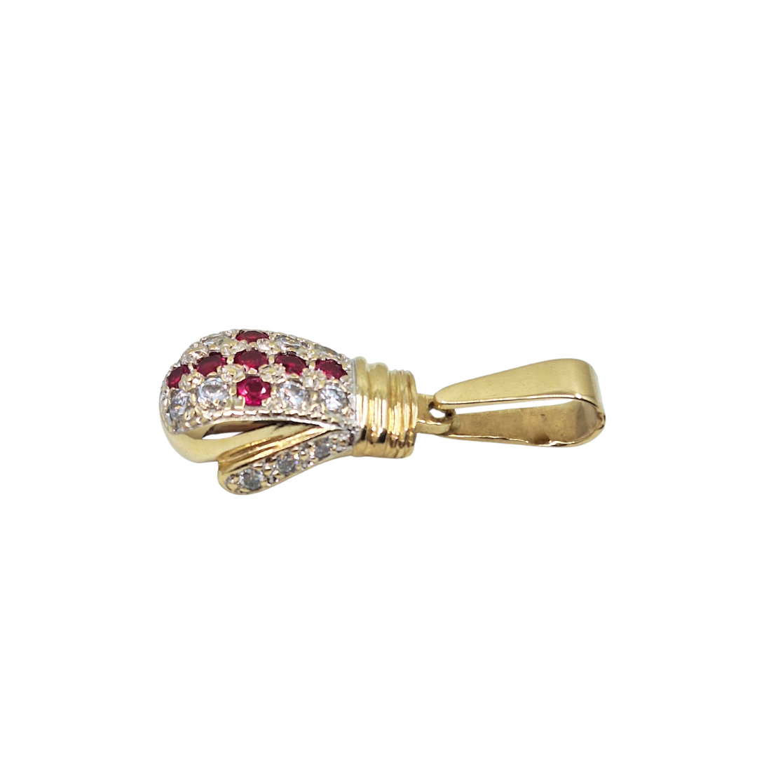 9ct Yellow Gold St Georges Cubic Zirconia Boxing Glove Pendant
