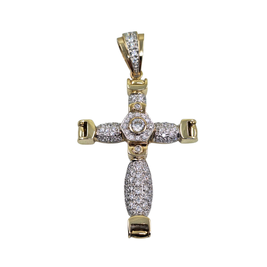 9ct Yellow Gold Cubic Zirconia Cross Pendant