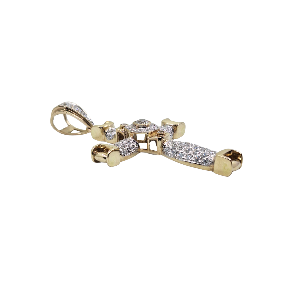 9ct Yellow Gold Cubic Zirconia Cross Pendant